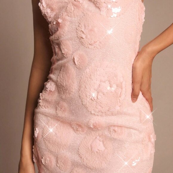 Pink Party Women's Sexy Sequin Backless Halter Mini Dress - Picture 5 of 7